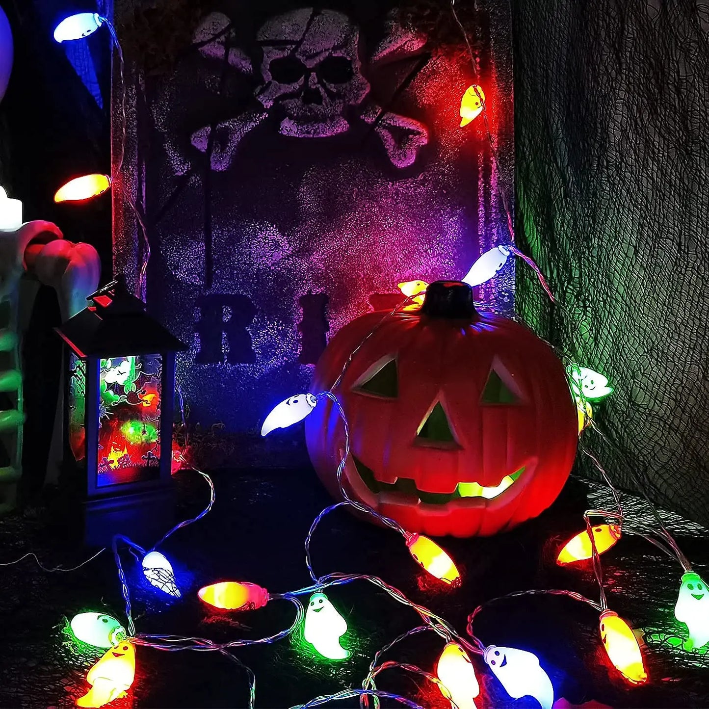 Solar Ghost Light Halloween Christmas Decoration Ghost String Led Lamp Sun Outdoor 100 LED for Waterproof Garland Party Decor