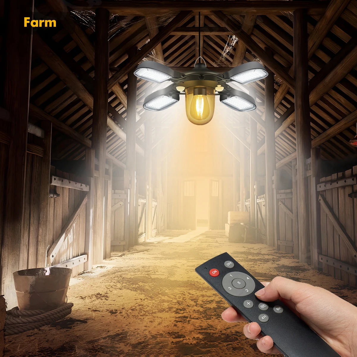 192led Solar Powered Barn Light Solar Shed Light for Indoor and Outdoor 1000LM Dual Motion Sensor Solar Pendant Light For Gazebo