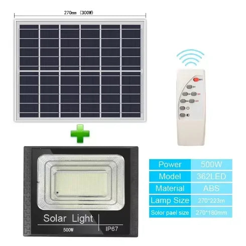 Solar Flood Lights Remote Control Solar Powered Spotlight Outdoor Waterproof IP67 Villa Street Lighting Adjustable Angle