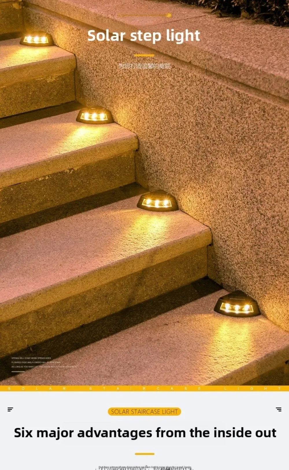 4pcs Waterproof Solar Step Lights Auto Switch Easy To Use Stair Lighting Solar Powered Warm /White Light Garden Walkway Light