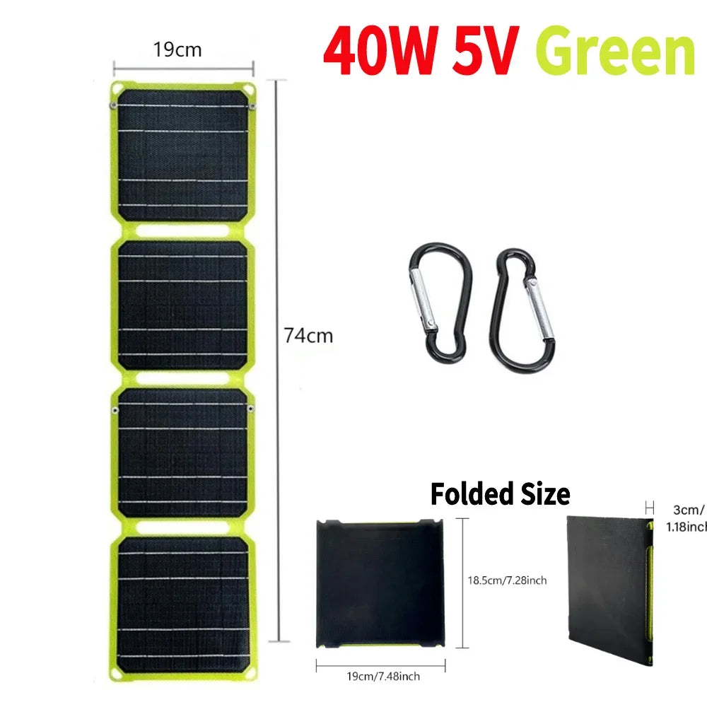 30W/40W 5V Portable Cell Phone Charge Panels PD 20W QC 3.0 5V 9V 12V Foldable Mobile Power Bank Charger for USB A C Power Bank