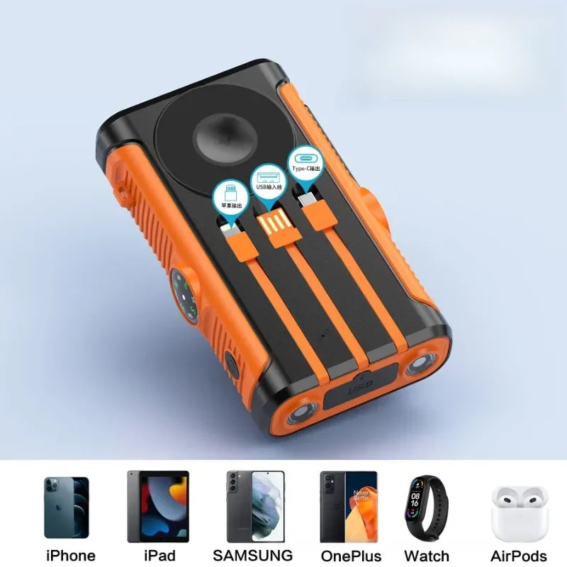 200000mAh Solar Power Bank 22.5W Magnetic Wireless Charging Camping Powerbank with Cables External Battery for IPhone Magsafe