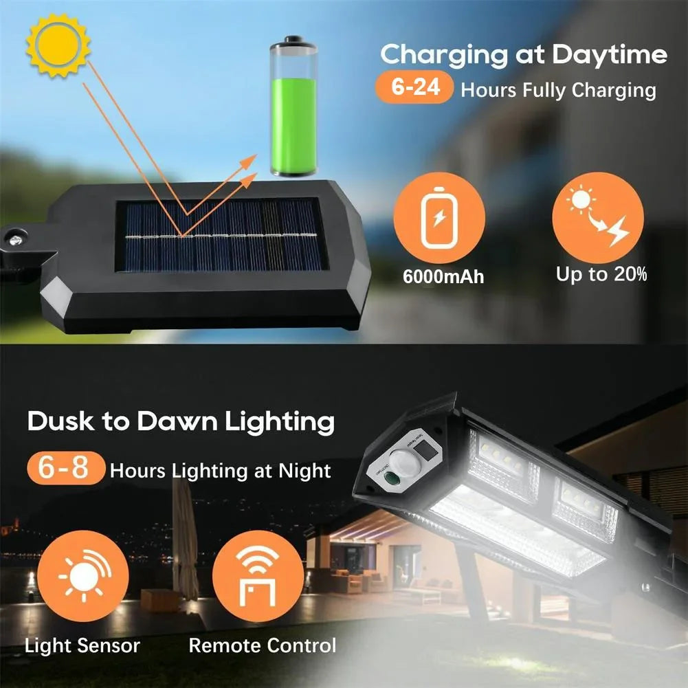 LED Solar Street Light Outdoor Waterproof Motion Sensor Remote Control Lights 3 Mode Courtyard Porch Decorative Wall Lamp