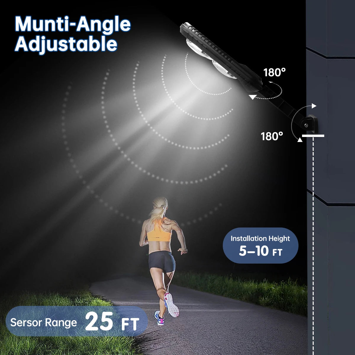Solar Street Lights Outdoor Waterproof Solar Lamp with Remote Control 3 Working Modes IP65 Waterproof for Garden Wall Yard