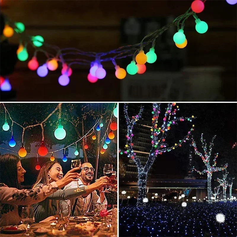20/50/100LED Solar Outdoor String Lights Round Ball Solar Globe Lights for Garden Patio Holiday Party Christmas Decoration