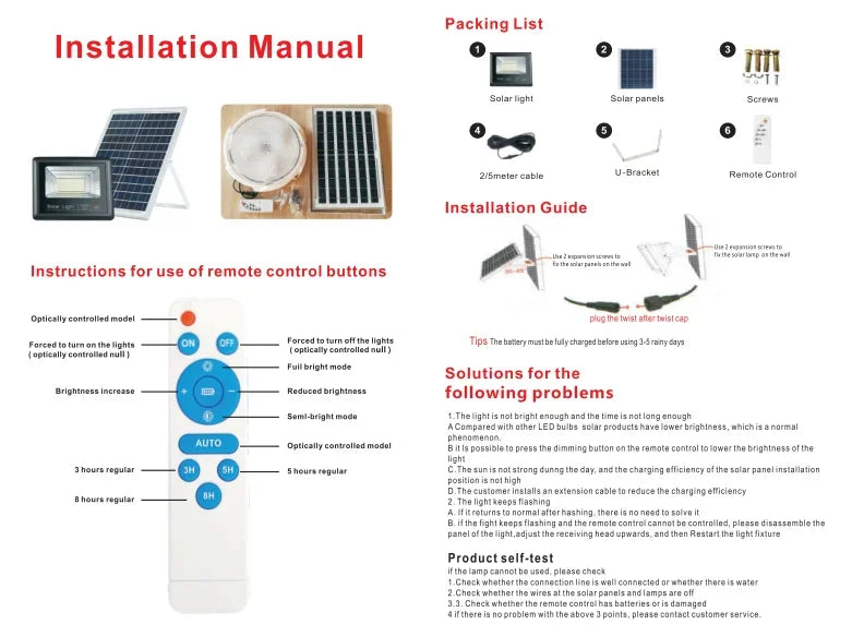 30W/60W/100W200W Solar Flood Lights Remote Control Powered Spotlight Outdoor Waterproof IP67 Villa Street Lamp Adjustable Angle