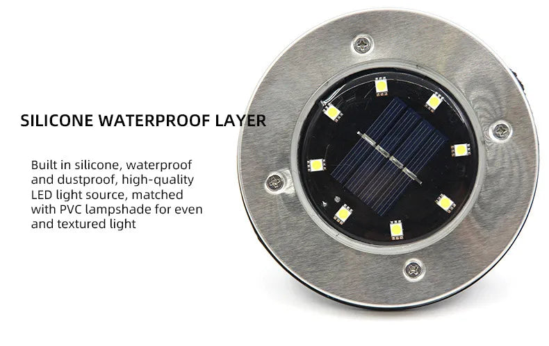 4PCS Solar LED Floor Lamp 4LED/8LED Outdoor Lawn Light Waterproof Underground Lamps for Lawn Decoration Garden Terrace Courtyard