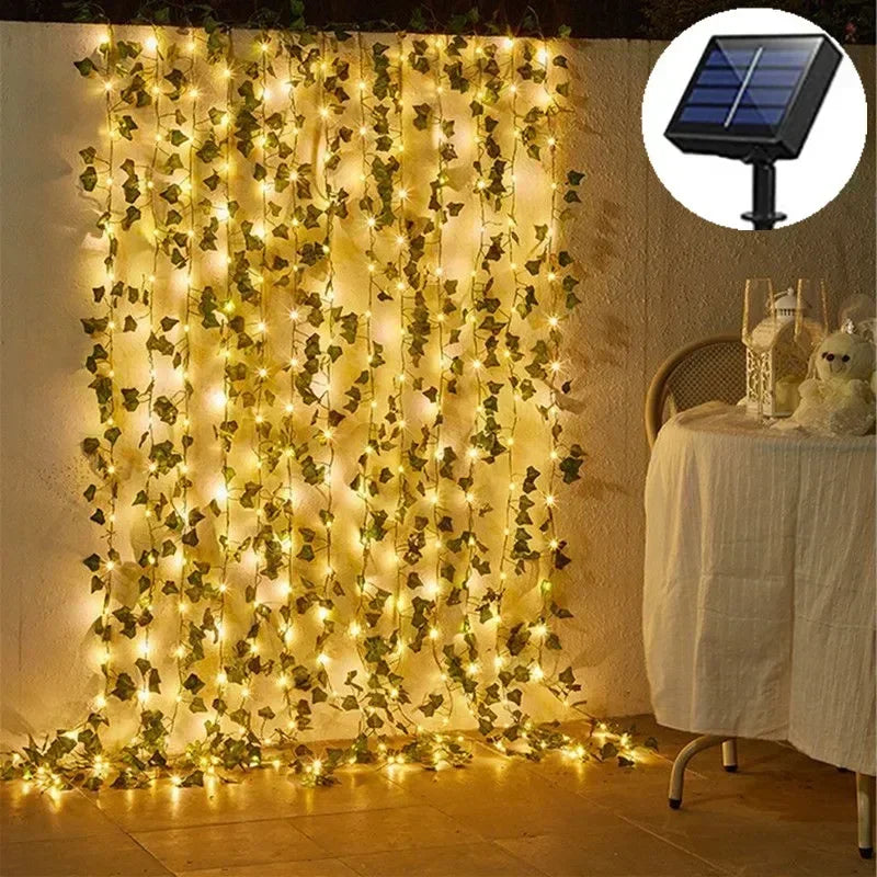 Solar Artificial Leaf LED String Lights Sunflower Maple Leaf Watermelon leaf Outdoor Light Up Garden Parterre Beach Decoration