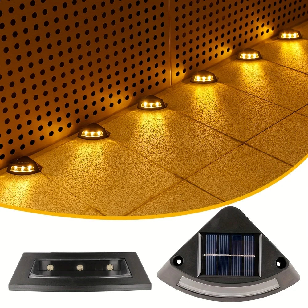 4pcs Solar Step Lights Outdoor Garden Courtyard Decor Warm/ White LED Pathway Lighting Sun Lamp for Walkways Staircases Garden