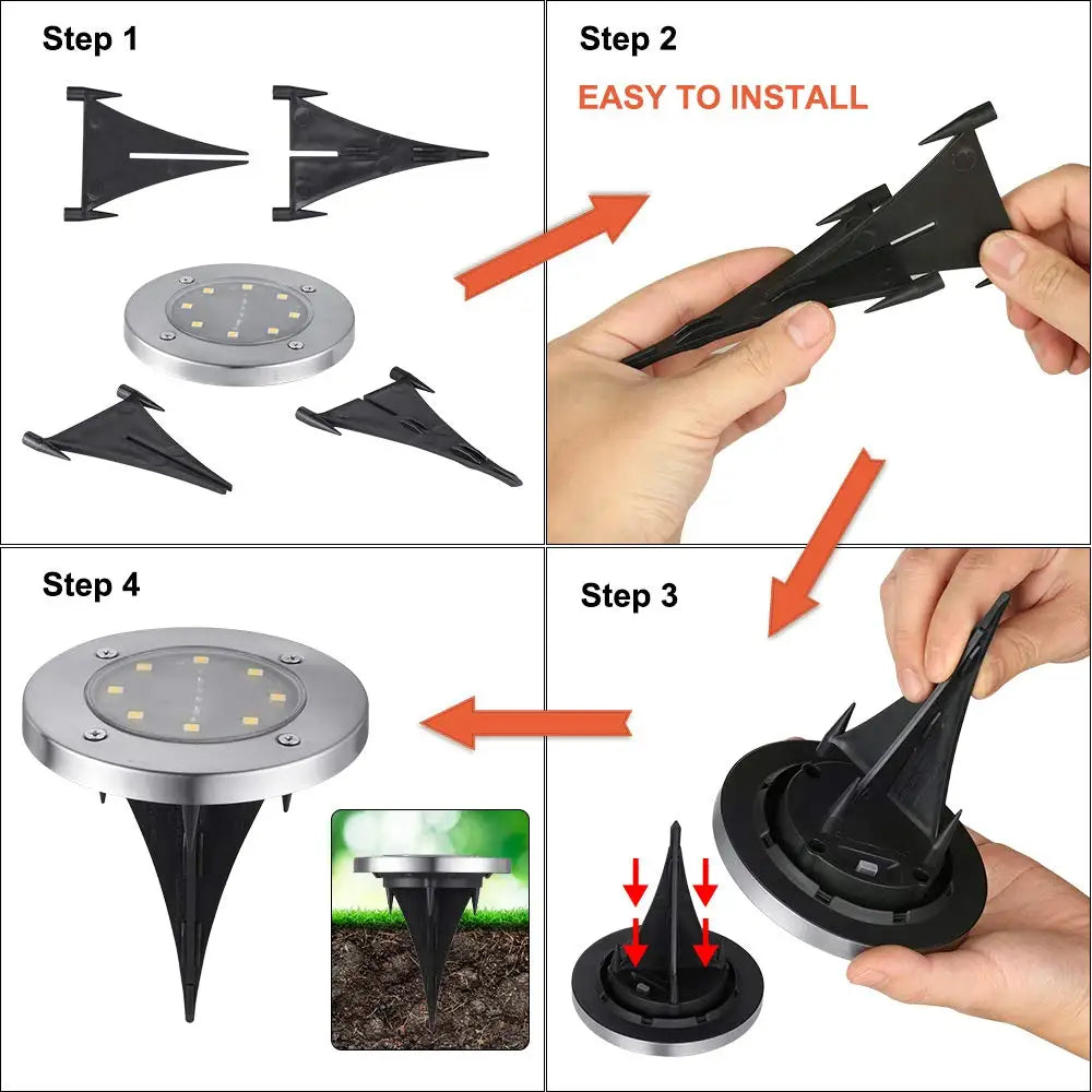 2-16 Pack Solar Ground Lights Outdoor 8 LED Waterproof Garden In-ground Pathway Landscape Lighting for Lawn Deck Patio Walkway