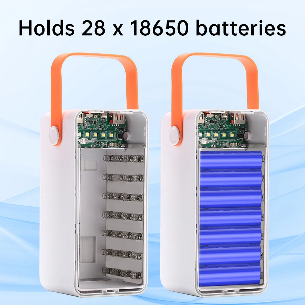 22.5W Fast Charging Mobile Power Supply Kit Solar 28-Cell 18650 Flat-Head Battery Power Bank No Welding, No Battery Included