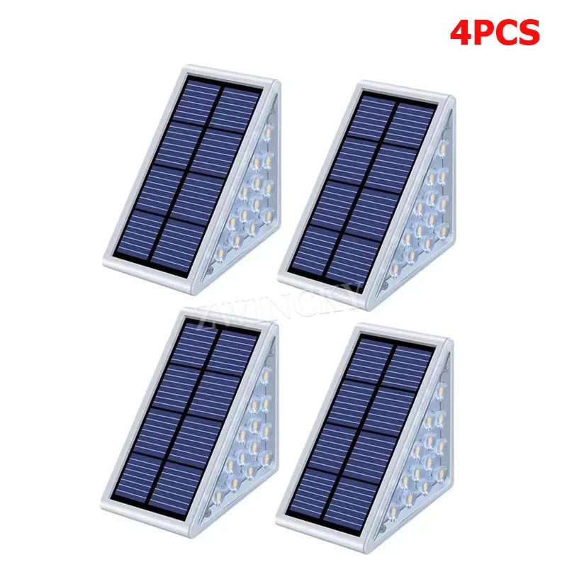Solar Step Lights for Outside White/Warm Solar Stair Light Outdoor Waterproof IP67 Solar Lights for Steps Stair Patio Yard Porch