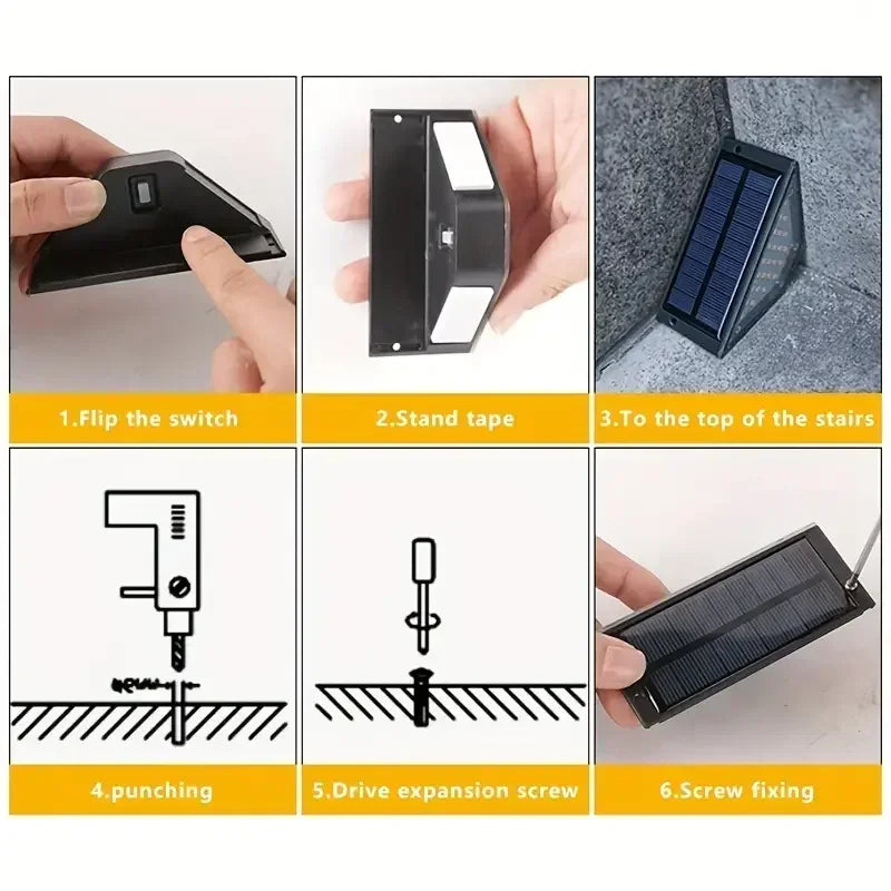 1~8PCS Solar Deck Lights Fence Lights Outdoor Step Lights Waterproof Solar Lamps for Railing Stairs Fence Yard Patio and Pathway