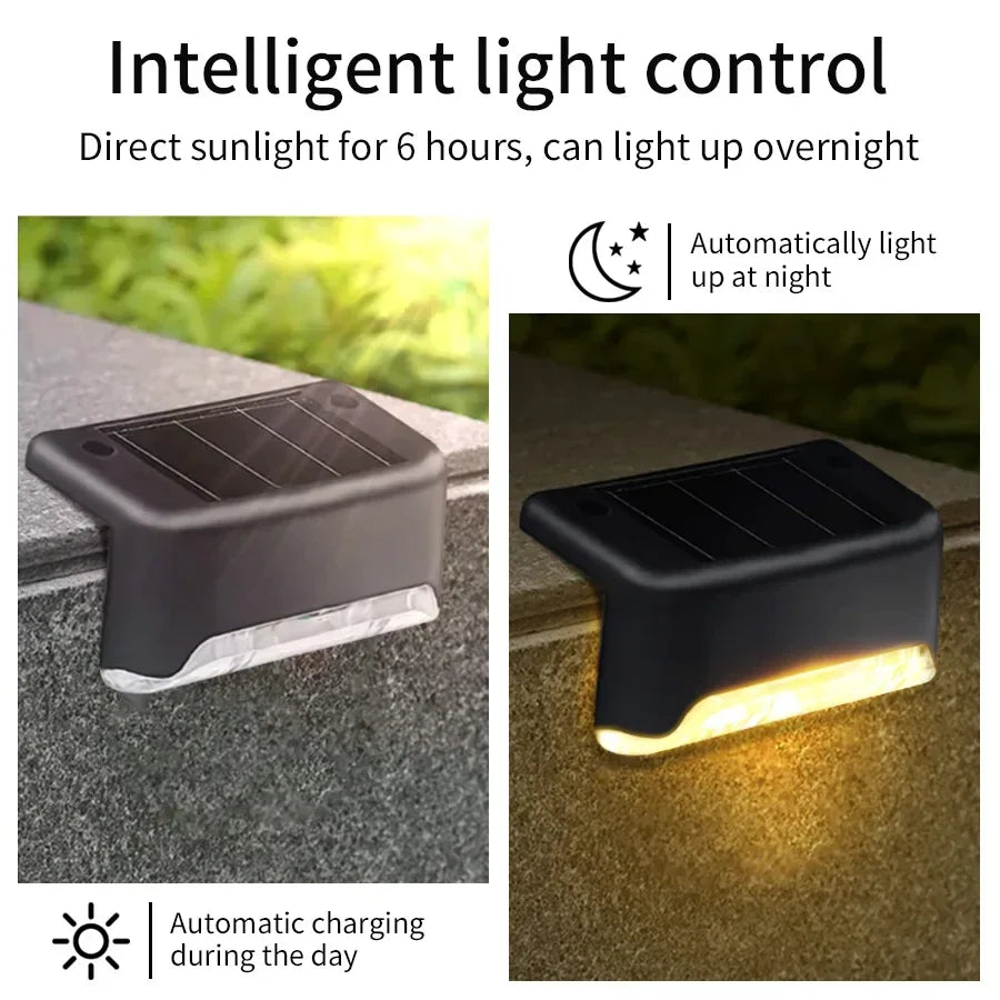 1-8 Pack Led Solar Step Lights Outdoor Fence Garden Lamp for Stairs Yard Patio Pathway Deck 3 Colors Waterproof RGB Sunlight