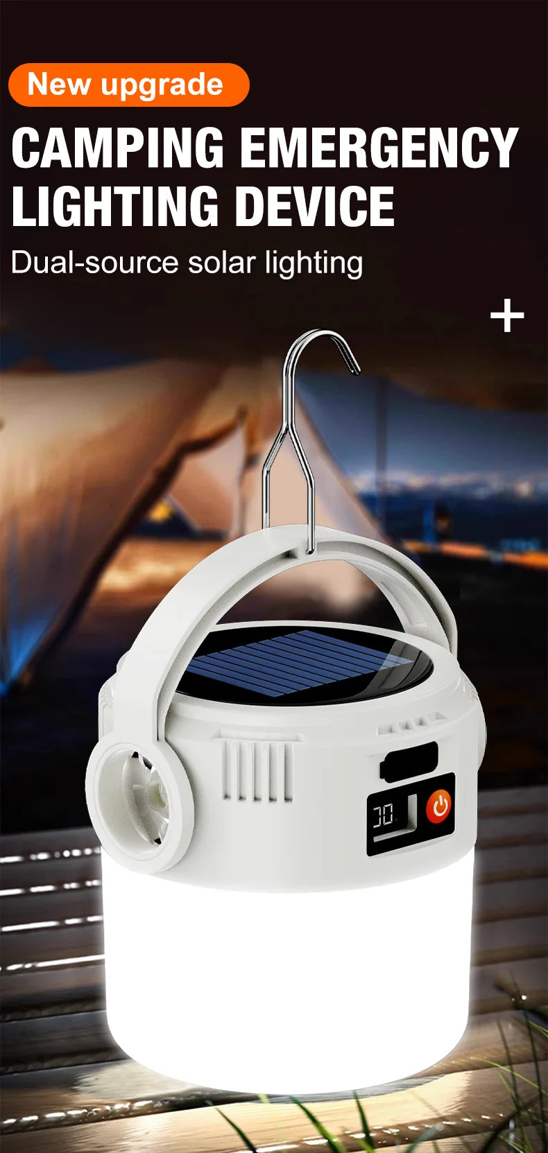 Solar Camping Lights Lightweight Led Camping Lantern Waterproof Foldable Lights For Outdoor Home Hiking Night Use