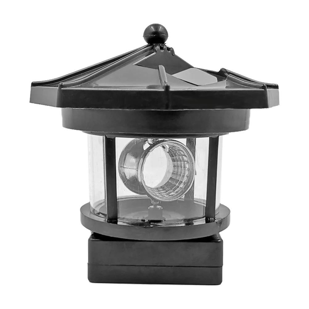 Lighthouse Shape Solar LED Light Garden Fence Yard Outdoor Decor Beacon Lamp Smart Sensor Beacon Rotating Beam Lamp Garden Decor