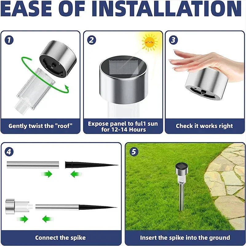 12 Pack Solar Outdoor Lights Solar Garden Light LED Landscape Lighting Waterproof Pathway Lights Decor Walkway Lawn Patio Yard