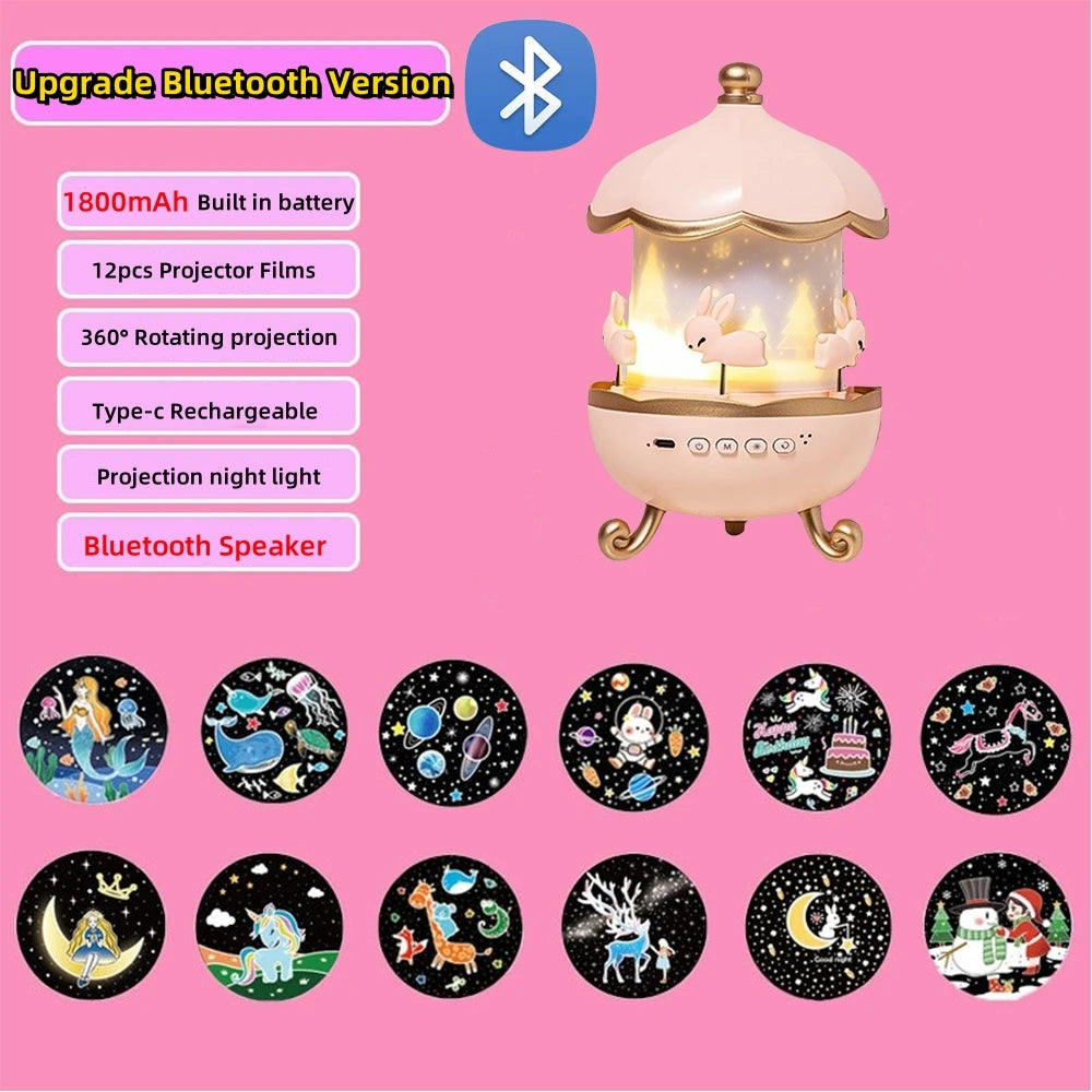 Galaxy Solar System Projector Nightlights 360°Rotating 12 Films Kids Star Night Light Projector for Bedroom Home Decoration lamp