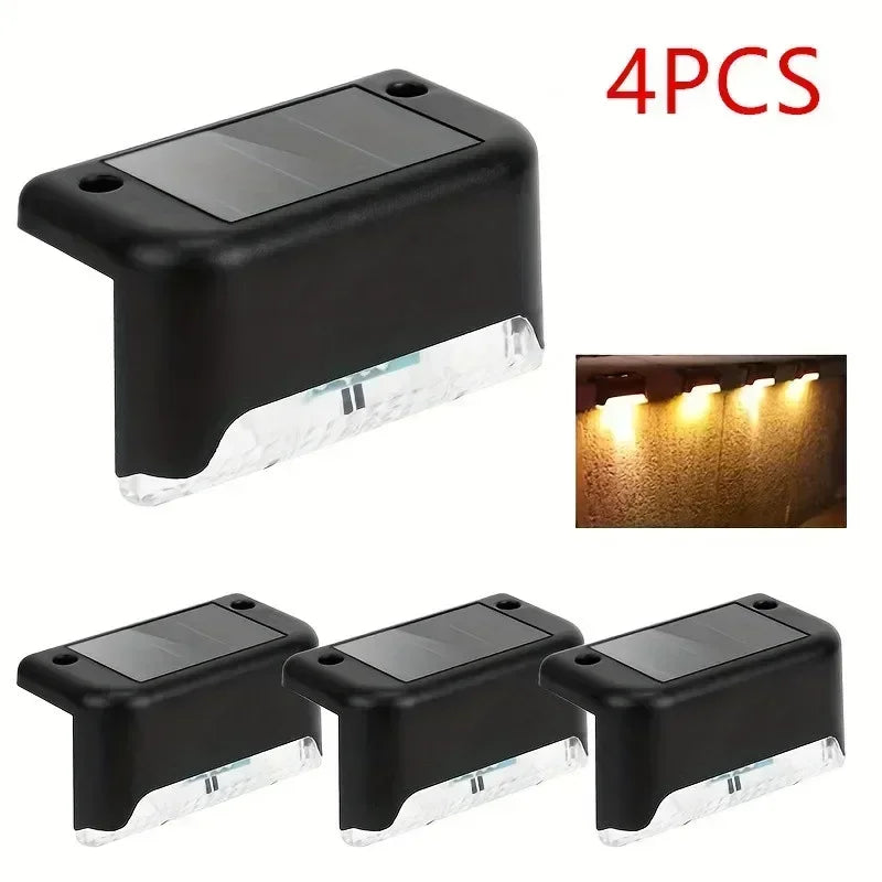 4PCS Solar LED Wall Light Step Railing Patio Stair Yard Garden Decoration Solar Deck Light Decor Outdoor Holiday Home Parterre