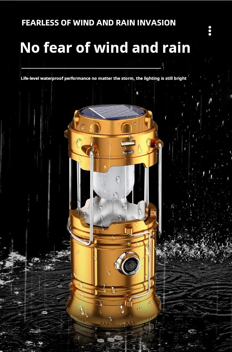 Solar Camping Light Portable Rechargeable Foldable Outdoor Searchlight Multifunctional Camping Lighting