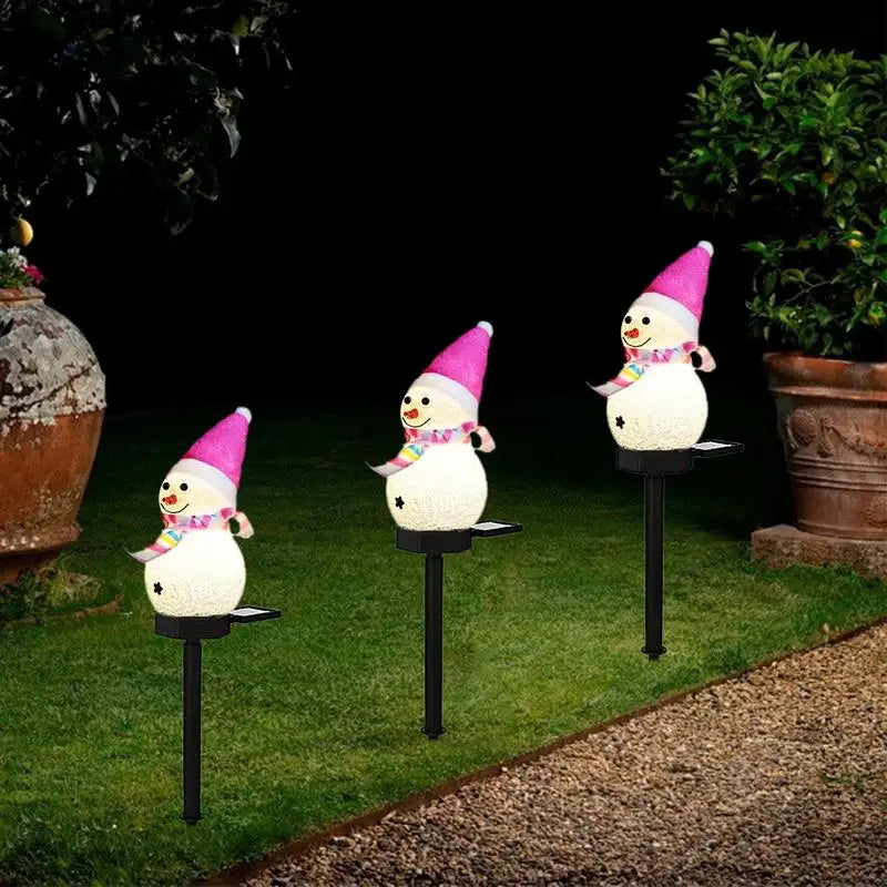 Snowman Stake Lights Solar Powered Snowman Lights Waterproof Solar Christmas Decorations Outdoor Solar Energy For Christmas
