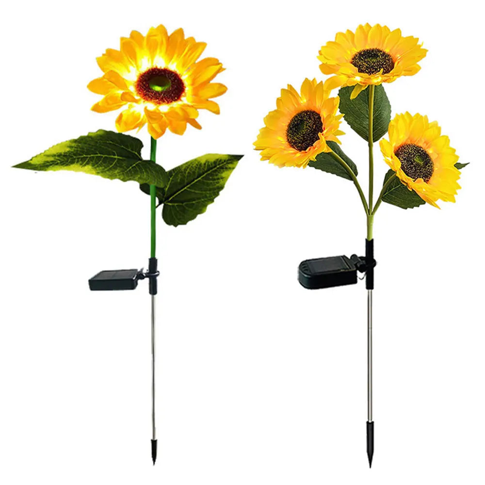 LED Solar Sunflowers Rose Flower Light Home Decorative Flower Lights Garden Decoration Lawn Lamp Waterproof Landscape Rose Light