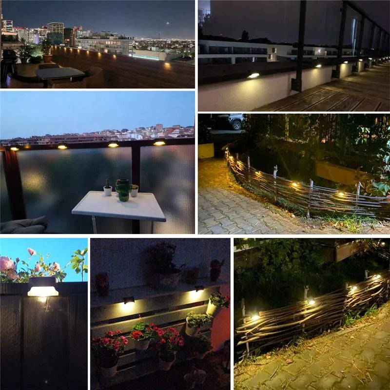LED Solar Step Lamp Path Stair Outdoor Garden Lights Waterproof Balcony Light Decoration for Patio Stair Fence Light