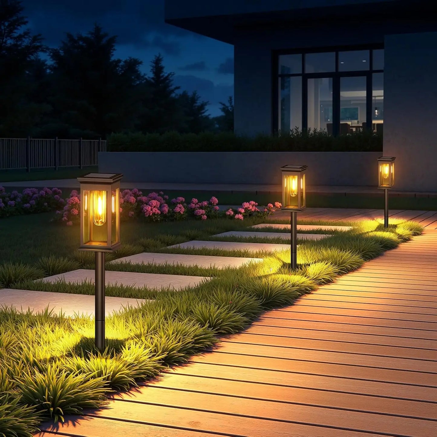 Solar Pathway Lights Outdoor Solar Lights Waterproof Garden Light Auto on/Off Yard Lighting for Outside Path Walkway Driveway