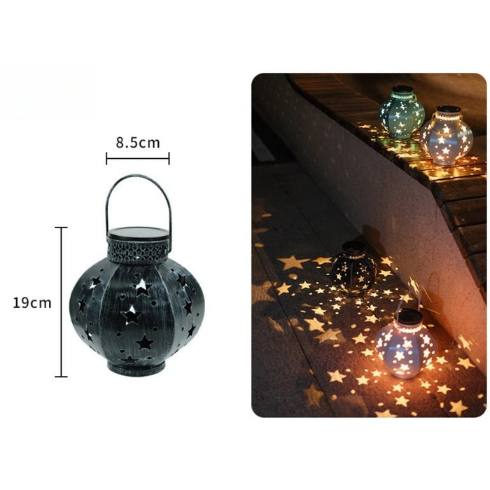 Garden Star Projector Lamp Hanging Solar Lights Outdoor Hanging Solar Lanterns Retro Solar Lamp with Handle Outside Decorations