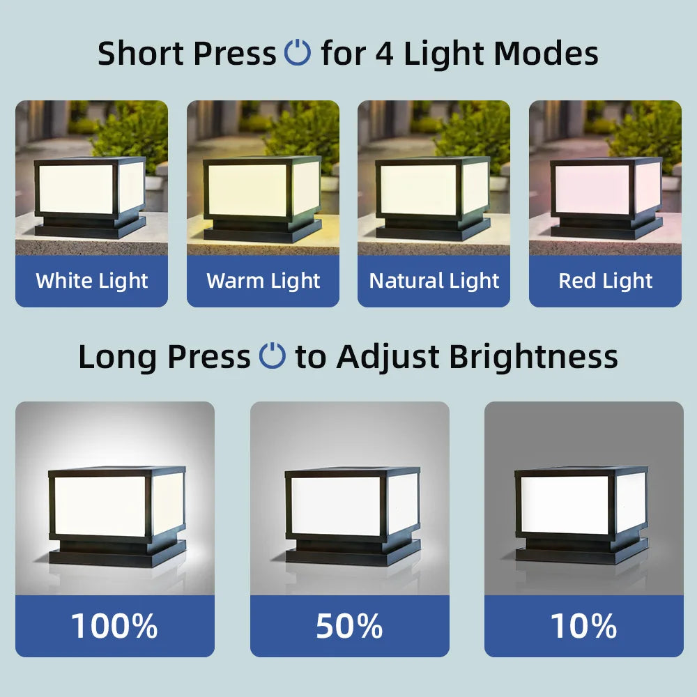 Solar Column Light Garden Solar Lamps Waterproof LED Solar Pillar Light Timed Remote Control LED Outdoor Lighting Courtyard Lamp