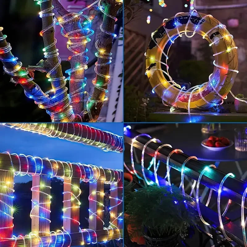 7m/12m/22m/32m Solar LED String Light Outdoor Waterproof Garden Decorations Lights Wedding Garland Solar Rope Fairy Lamp
