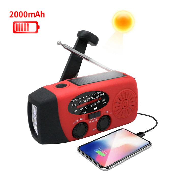 Hand Crank Solar Weather Radio 1200mAh AM/FM/NOAA Emergency Weather Radio Portable Power Bank with Solar Charging Battery 2024