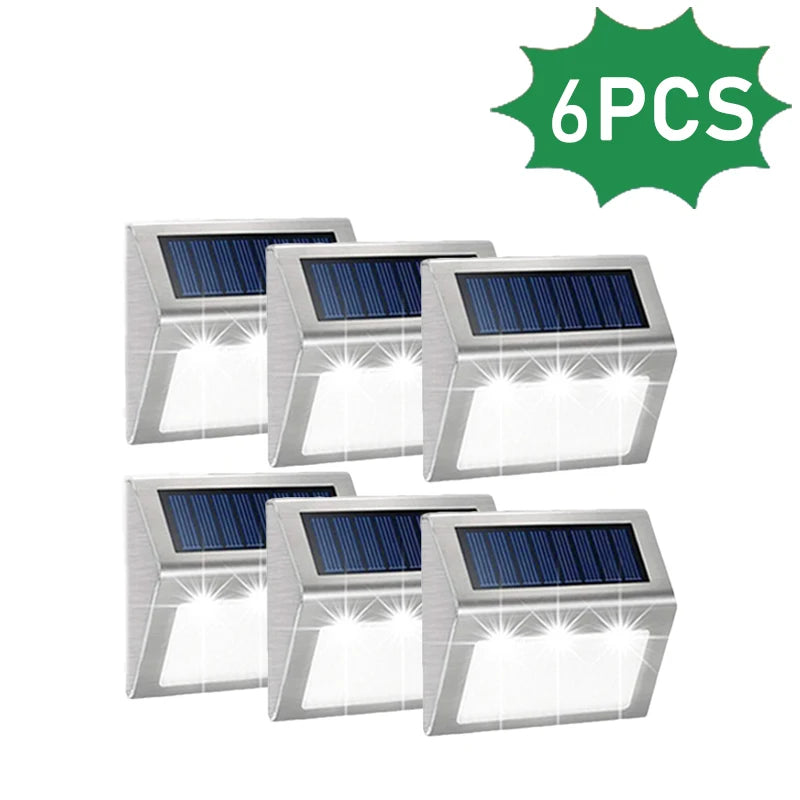 Solar Powered Deck Lights Waterproof Light Stainless Steel Security Wall Lamps for Step Walkway Patio Garden Pathway