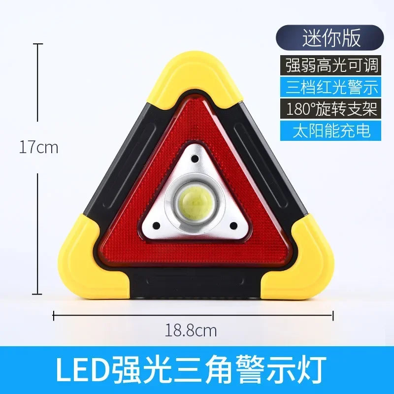 2-IN-1 Solar Emergency Triangular Roadside Warning Light Safety Emergency Breakdown Alarm Lamp Portable Flashing Light on Hand