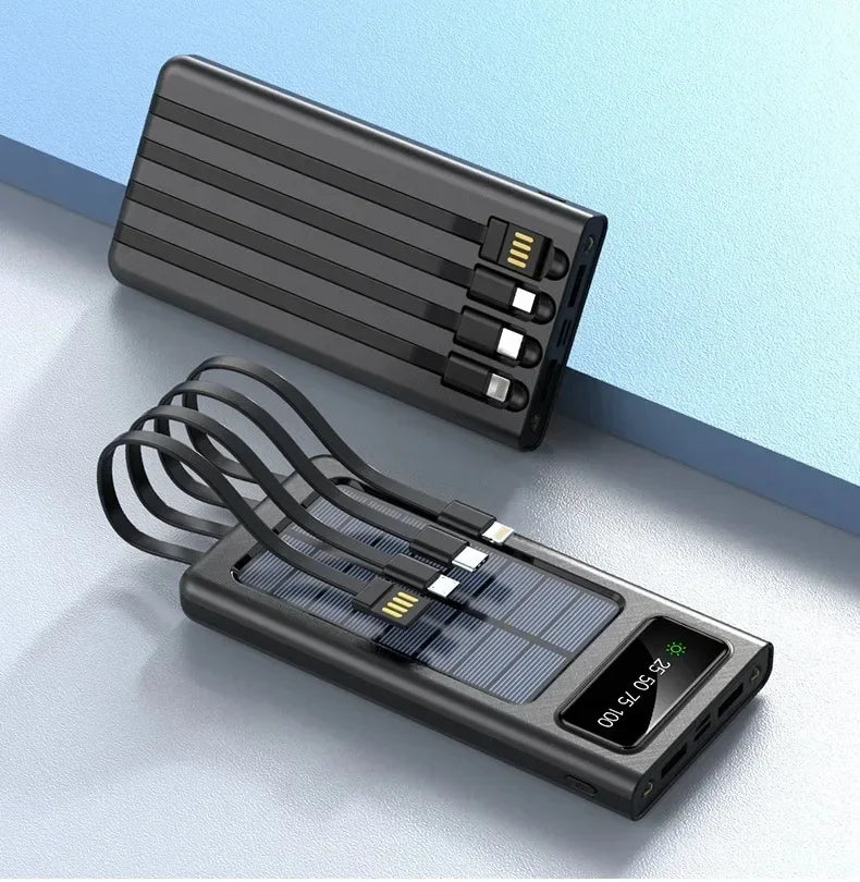 500000MAH 200000mAh 300000mAh Solar BCAK Power Bank, Convenient Ultra-thin Built-in Cable, Outdoor Camping Mobile Power Supply