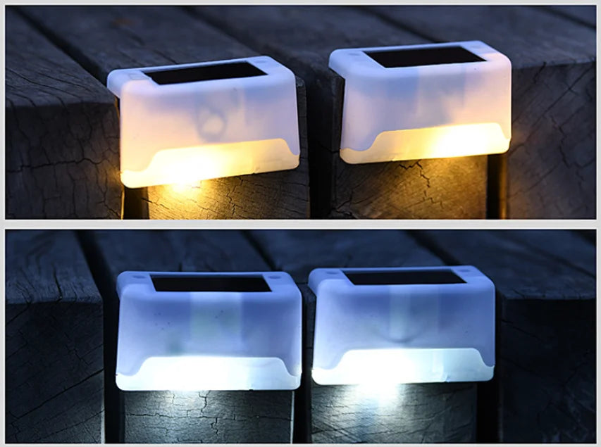 4PCS Solar Deck Light Outdoor IP65 Waterproof Solar Power Garden Lamps for Railing Stairs Step Fence Yard Patio Pathway