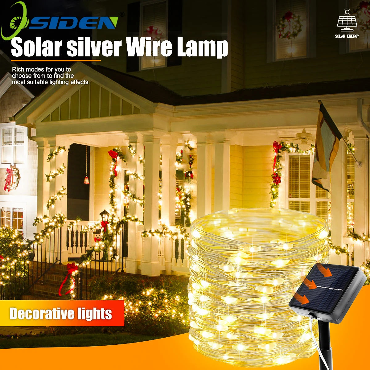 Solar Christmas String Lights Outdoor Waterproof 400LED Fairy Light for Outside Yard Tree Patio Garden Wedding Christmas Decor