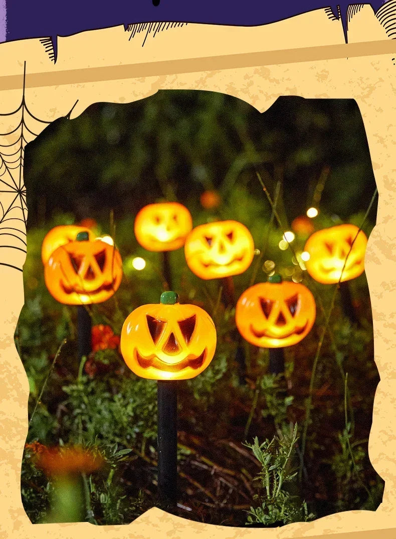 2PCS Solar Powered Lawn Lamp Set of 5 Cute Ghost lanterns Decorated Halloween Party Decoration For Home bar Atmosphere Decor