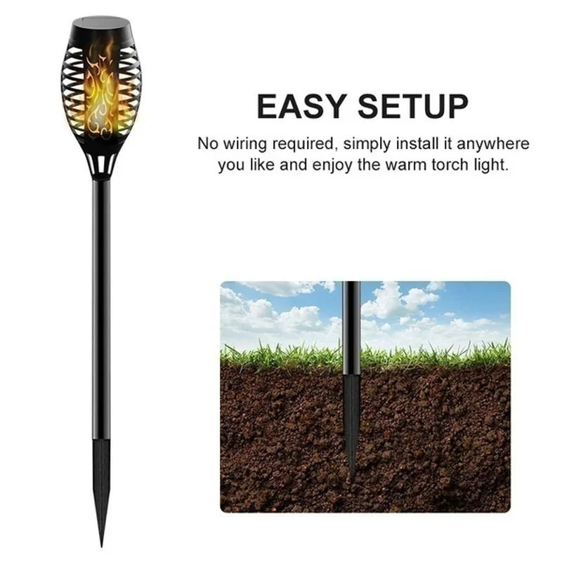 1-12PCS 12LED Solar Flame Torch Light Flickering Light Waterproof Garden Decoration Outdoor Lawn Path Yard Patio Floor Lamp