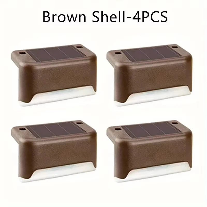 4PCS Solar Deck Light Outdoor IP65 Waterproof Solar Power Garden Lamps for Railing Stairs Step Fence Yard Patio Pathway