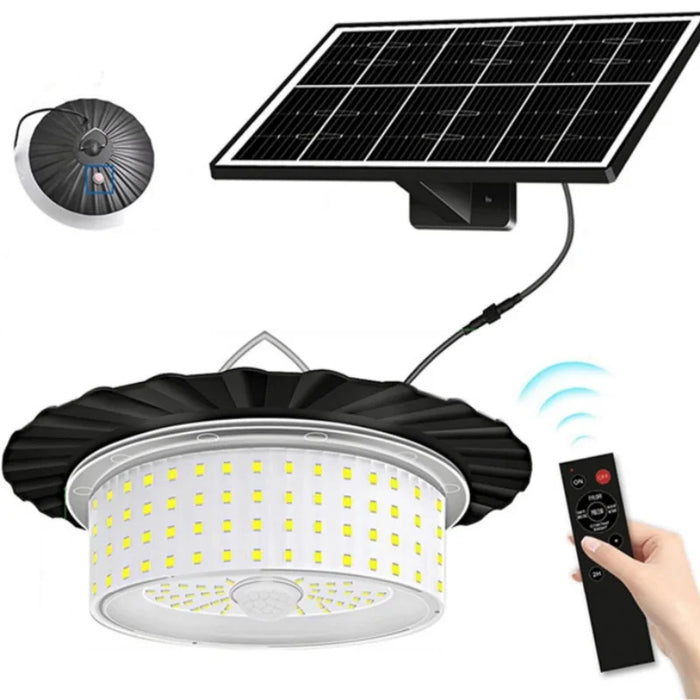 Solar Shed Light, Solar Pendant Light Outdoor,224 LED Solar Indoor Lights Motion Sensor with Remote Control for Shed Garage