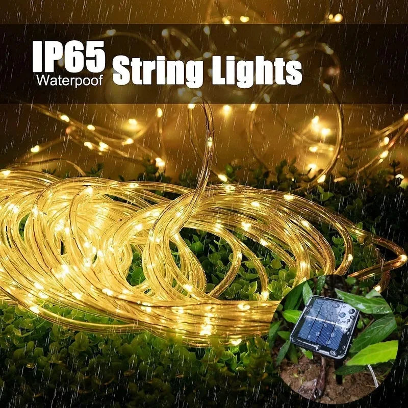 7m/12m/22m/32m Solar LED String Light Outdoor Waterproof Garden Decorations Lights Wedding Garland Solar Rope Fairy Lamp