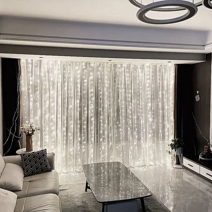 6M/3M LED Curtain Fairy Lights,8 Lighting Modes,Outdoor/Indoor Decoration for Christmas Wedding Party,Garden,Living Room,Bedroom