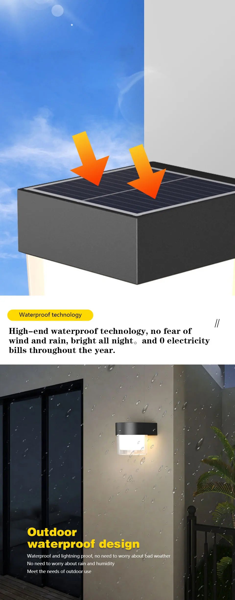 Solar LED Wall Lights Outdoor Solar Lamp Solar Powered Sunlight Street Light Garden Courtyard Waterproof Wall Light