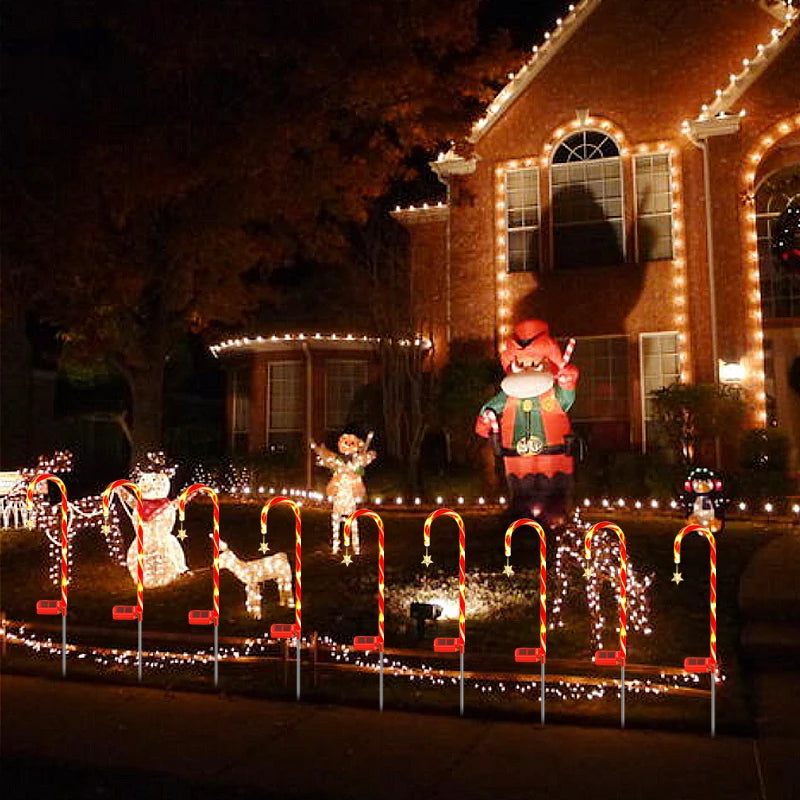 Solar Christmas Decorative Light LED Garden Festival Red Walking Candy Cane Stick Light Outdoor Waterproof Lawn Lamp