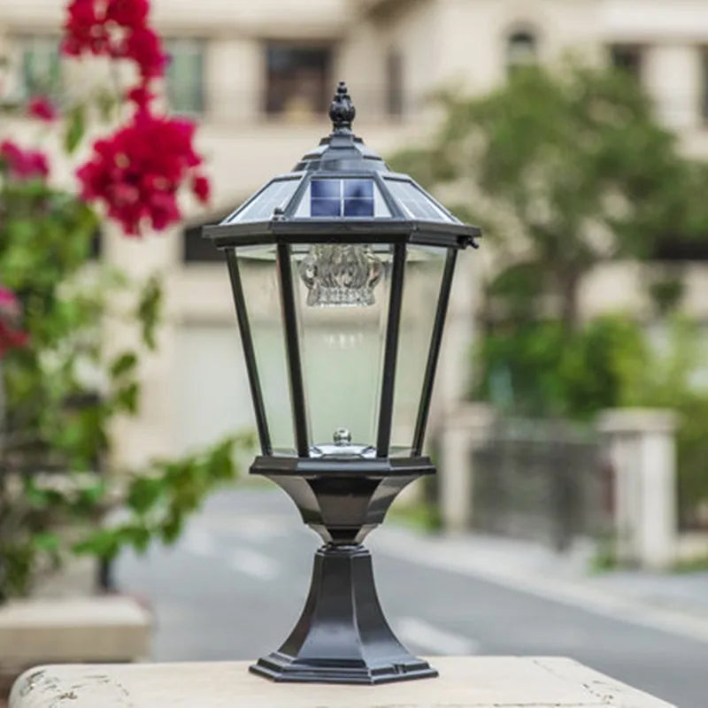 Villa Retro Column Lamps Solar Panel Spotlights LED Light Outdoor Pillar Solar Post Lamp For Patio Garden Decor IP55 Waterproof