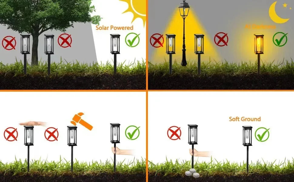 Led Solar Pathway Lights Waterproof Outdoor Solar Lamp for Garden/Landscape/Yard/Patio/Driveway/Walkway Lighting Solar Lights