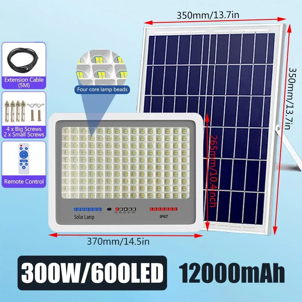 600LED Solar Street Light Super Bright Outdoor Waterproof Motion Sensor Garden Yard Decorative Lighting