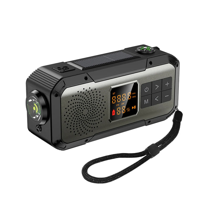 AM/FM/WB/NOAA Emergency Radio Hand Crank Solar Powered Radio Multifunction Weather Radio with BT Flashlight SOS for Outdoor