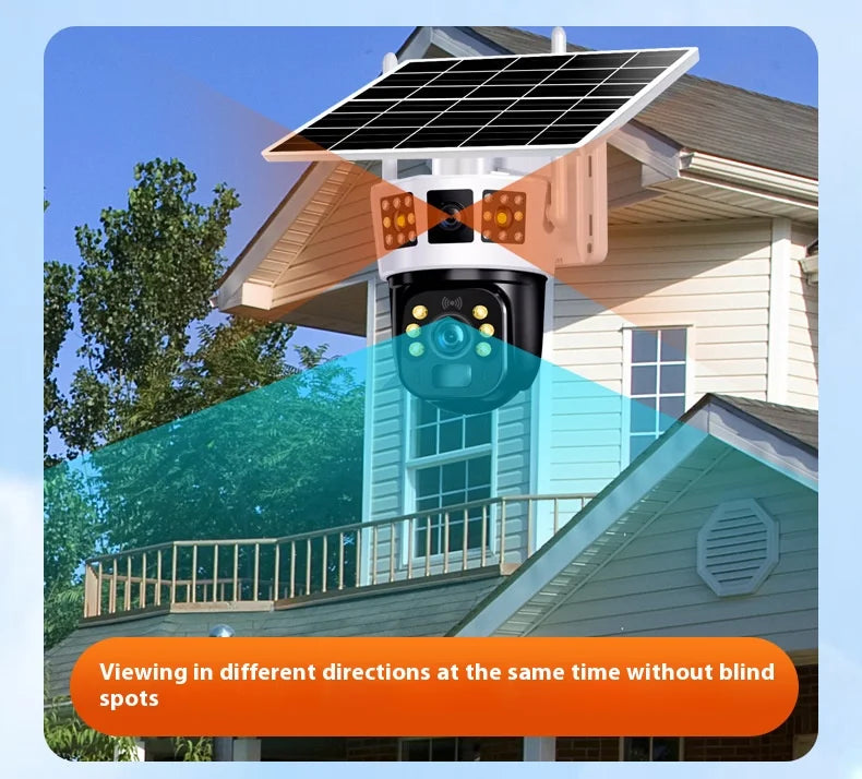 4G Solar Camera 6K 12MP Three Lens PTZ Dual screen PIR Human Tracking Color Night Vision Security CCTV Surveillance IP Camera